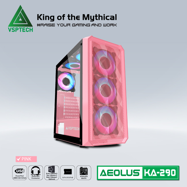 Case Gaming VSPTECH KA290 - PINK/GREEN